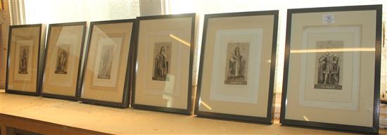 Set of 6 framed prints of English kings(-)